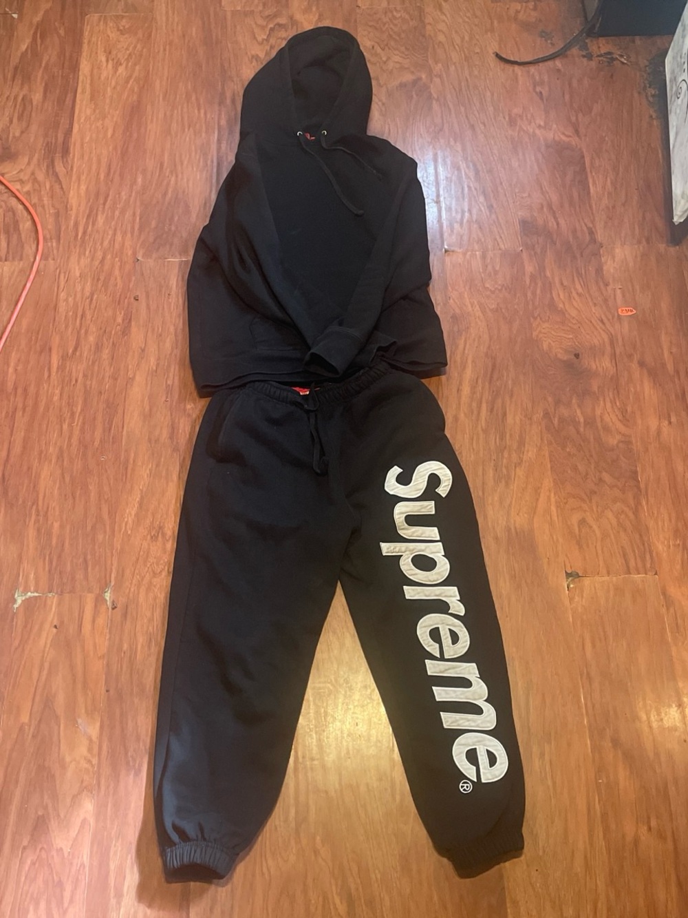 Supreme Black Logo Sweatpants